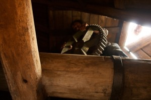 lowering down the ironwork for the fantail